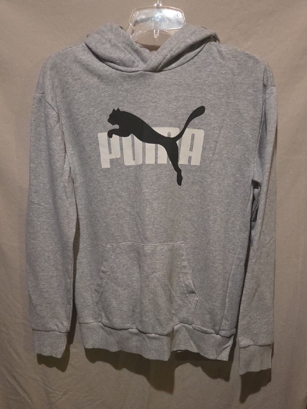Puma Light Gray Hoodie with Black Puma Logo
